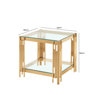 Lamp/Side Table –  Glass & Brass – Parma Brass Range