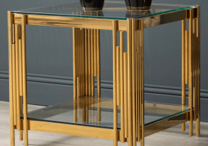 Lamp/Side Table - Glass & Polished Brass - Parma Brass Range