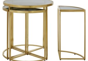 Nest Of Tables - Gold Finish - Black Glass- 5 Sectional Finish