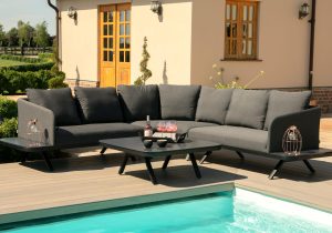Garden Corner Sofa Group - All Weather Fabric - Coffee Table - Charcoal