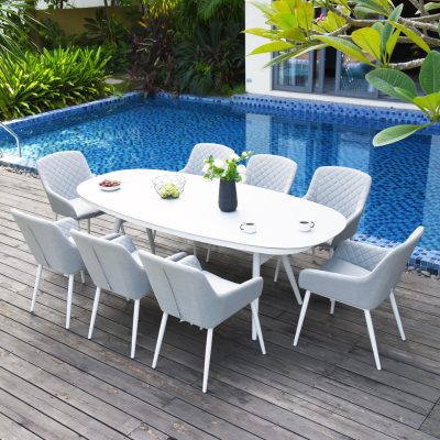 8 Seat Oval Garden Dining Set – All Weather Fabric – 4 Colour Options Available
