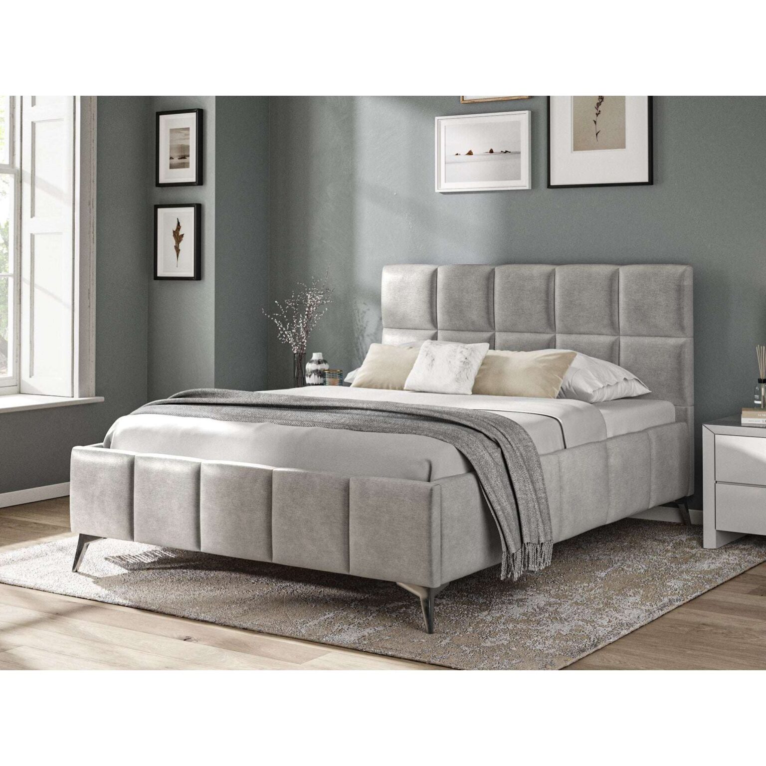 5ft Bed - Velvet & Mirrored Headboard - Hollywood Bedroom Range