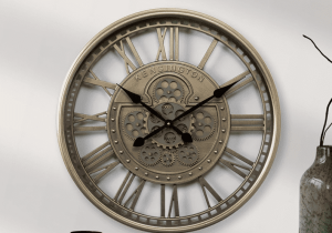 Wall Clock - Round - Central Moving Cogs - Glass Face