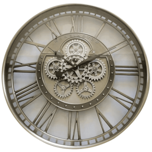 Wall Clock - Round - Central Moving Cogs - Glass Face