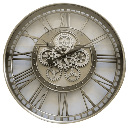 Wall Clock - Round - Central Moving Cogs - Glass Face