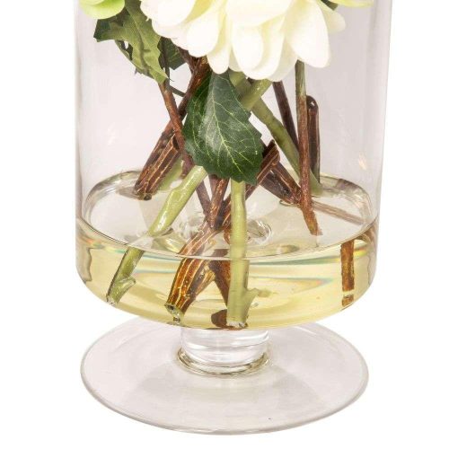 Flower Arrangement - Mixed White - Green Hydrangeas & Dalilah - Glass Vase