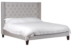 6ft Super King-Size Bed - Deep Buttoned Velvet Fabric - Silver Grey
