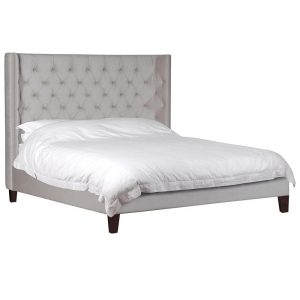 6ft Super King-Size Bed - Deep Buttoned Velvet Fabric - Silver Grey