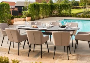 8 Seat Oval Garden Dining Set - All Weather Fabric - 4 Colour Options Available