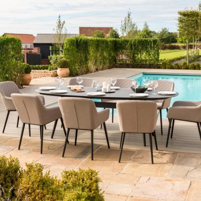 8 Seat Oval Garden Dining Set - All Weather Fabric - 4 Colour Options Available