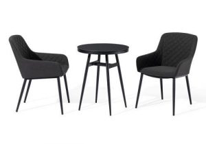 2 Seat Bistro Set - Round Table - Metal Finish - All Weather - Charcoal