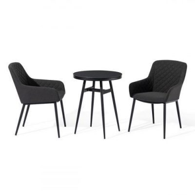 2 Seat Bistro Set - Round Table - Metal Finish - All Weather - Charcoal