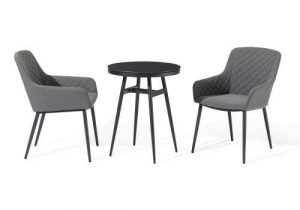 2 Seat Bistro Set - Round Table - Metal Finish - All Weather - Mid Grey