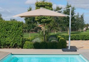 Square Or Round Garden Cantilever Parasol - Grey or Beige 