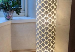 100cm Floor Lamp - Lapis Shell Design - 2 Light Bulbs