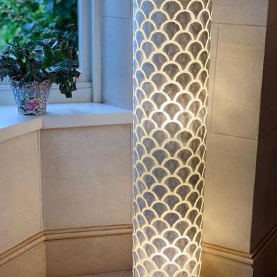 100cm Floor Lamp - Lapis Shell Design - 2 Light Bulbs