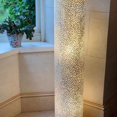 100cm Floor Lamp - Lapis Shell Design - 2 Light Bulbs