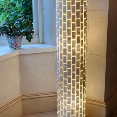 100cm Floor Lamp - Lapis Shell Design - 2 Light Bulbs