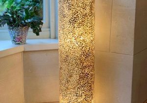 100cm Floor Lamp - Lapis Shell Design - 2 Light Bulbs