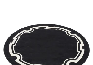 Luxury Rug - Black & Off Cream Finish - Round 280cm