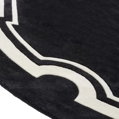 Luxury Rug – Black & Off Cream Finish – Round 280cm