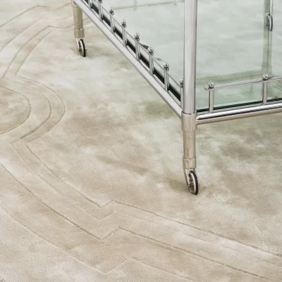 Luxury Rug – Off Beige Inlaid Finish – Round 280cm