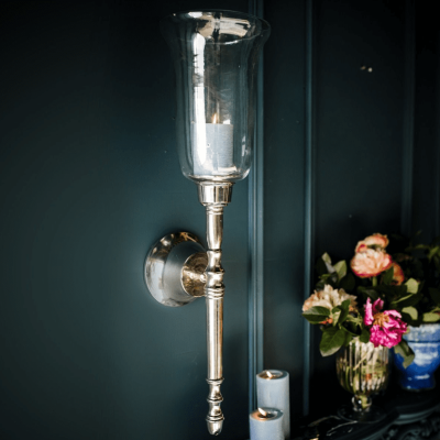 Wall Sconce – Chrome Design – Glass Holder – Set Of 2