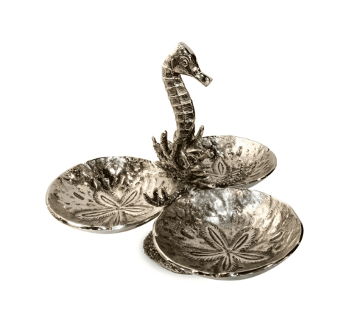 Nibbles Server – Battered Chrome –3 Tier Seahorse Design