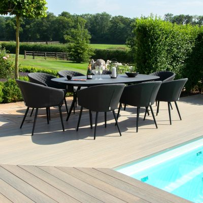 8 Seat Oval Garden Dining Set - All Weather Fabric - 4 Colour Options Available