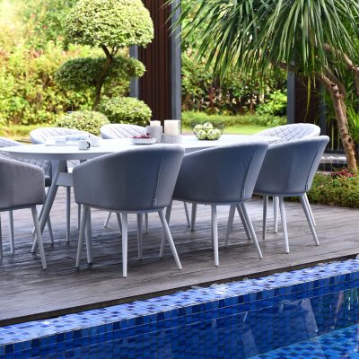 8 Seat Oval Garden Dining Set – All Weather Fabric – 4 Colour Options Available