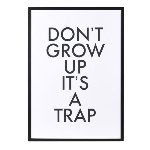 'Don't Grow Up' Wall Plaque - Glass Fronted - Black Framed