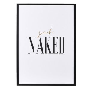 'Get Naked' Wall Plaque - Glass Fronted - Black Framed