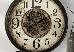 Wall Clock - Moving Cogs - Dark Gunmetal Finish - 66cm