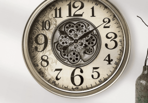 Wall Clock - Moving Cogs - Champagne Gold Finish - 66cm
