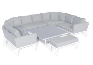Garden 'U' Shaped Large Sofa Set - Rising Coffee/Dining Table - LEAD Chine Fabric