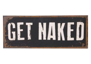 'Get Naked' Wall Plaque - Vintage Metal Finish