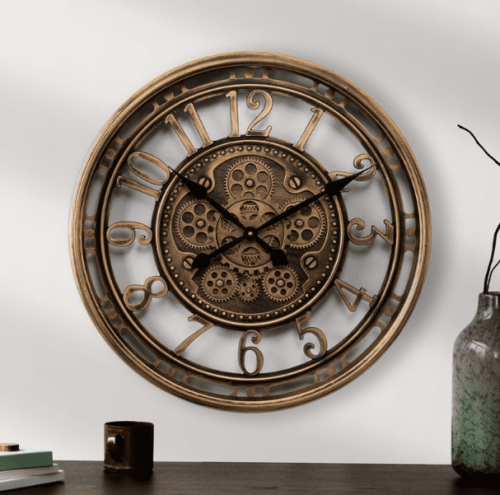 Wall Clock - Round - Moving Cogs