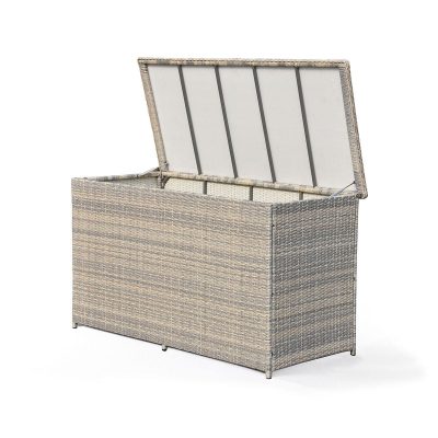 Garden Storage Box Waterproof Lined - Grey Poly Rattan