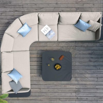 Garden Corner Sofa – All Weather Fabric – Coffee Table – Taupe