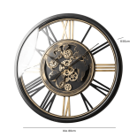 Wall Clock Glass Fronted Skeleton Design