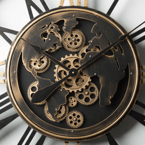 Wall Clock Glass Fronted Skeleton Design