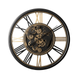 Wall Clock Glass Fronted Skeleton Design