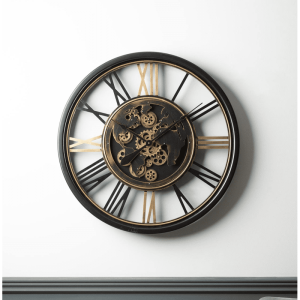 Wall Clock Glass Fronted Skeleton Design