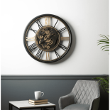 Wall Clock Glass Fronted Skeleton Design