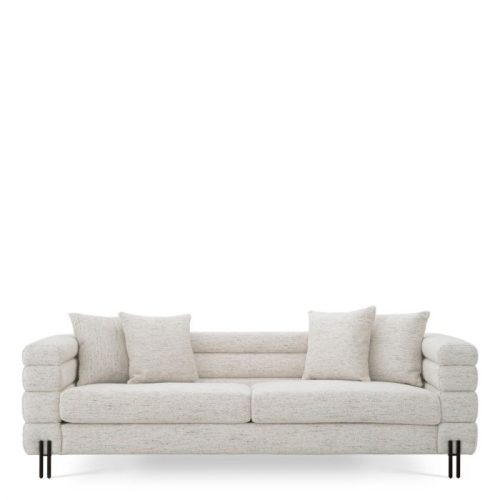 4 Seat ‘York’ Sofa – Brushed Brass – Seashell Off White