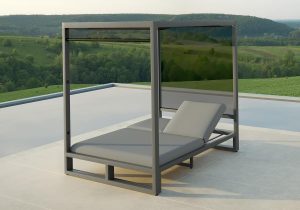 Double Cabana Sun Lounger Set - All Weather Fabric - Flanelle