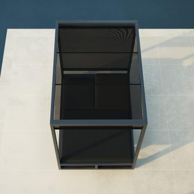 Double Cabana Sun Lounger Set – All Weather Fabric – Charcoal