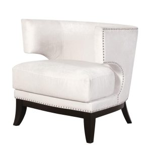 Occasional Chair - Curved back - Chrome Studded - Cream Velvet