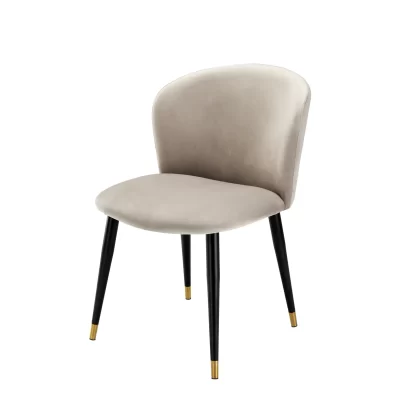 Dining Chair – Black & Gold Tipped Legs – Beige Velvet