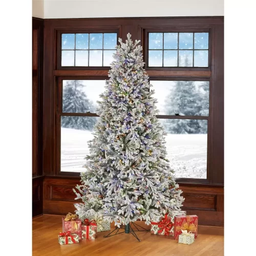 7.5ft Flocked Christmas Tree - Pre-Lit 1850 LED Lights